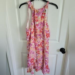 AQUA Women's Pink Mulit-color Floral Sleeveless Mini Dress Size Medium NWT